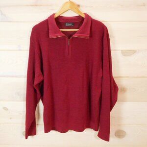 St Croix Men's XL Quarter Zip Sweater Dark Red Wool Blend Long Sleeve